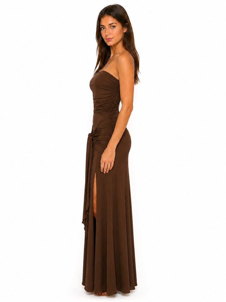 Ruched Strapless Maxi Dress