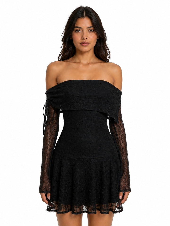 Off Shoulder Lace Mini Dress