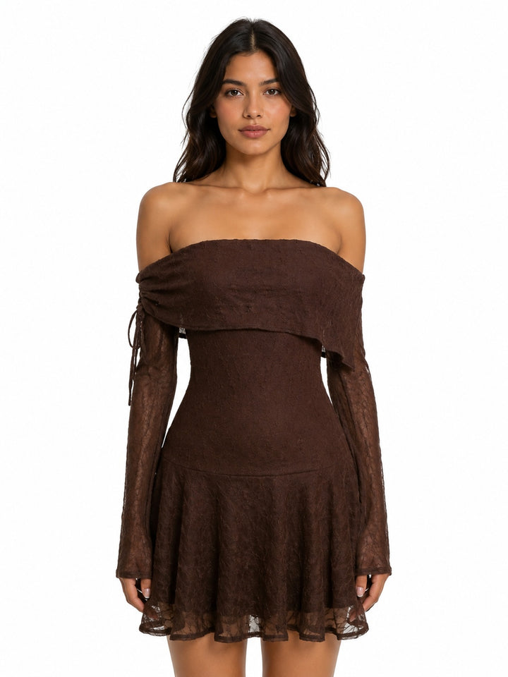 Off Shoulder Lace Mini Dress