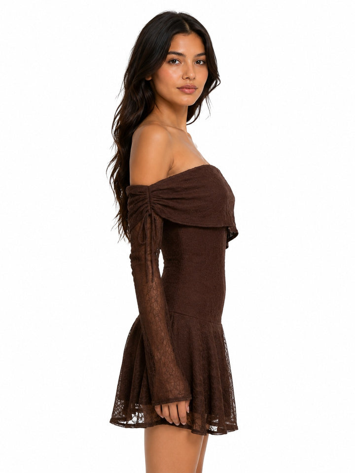 Off Shoulder Lace Mini Dress