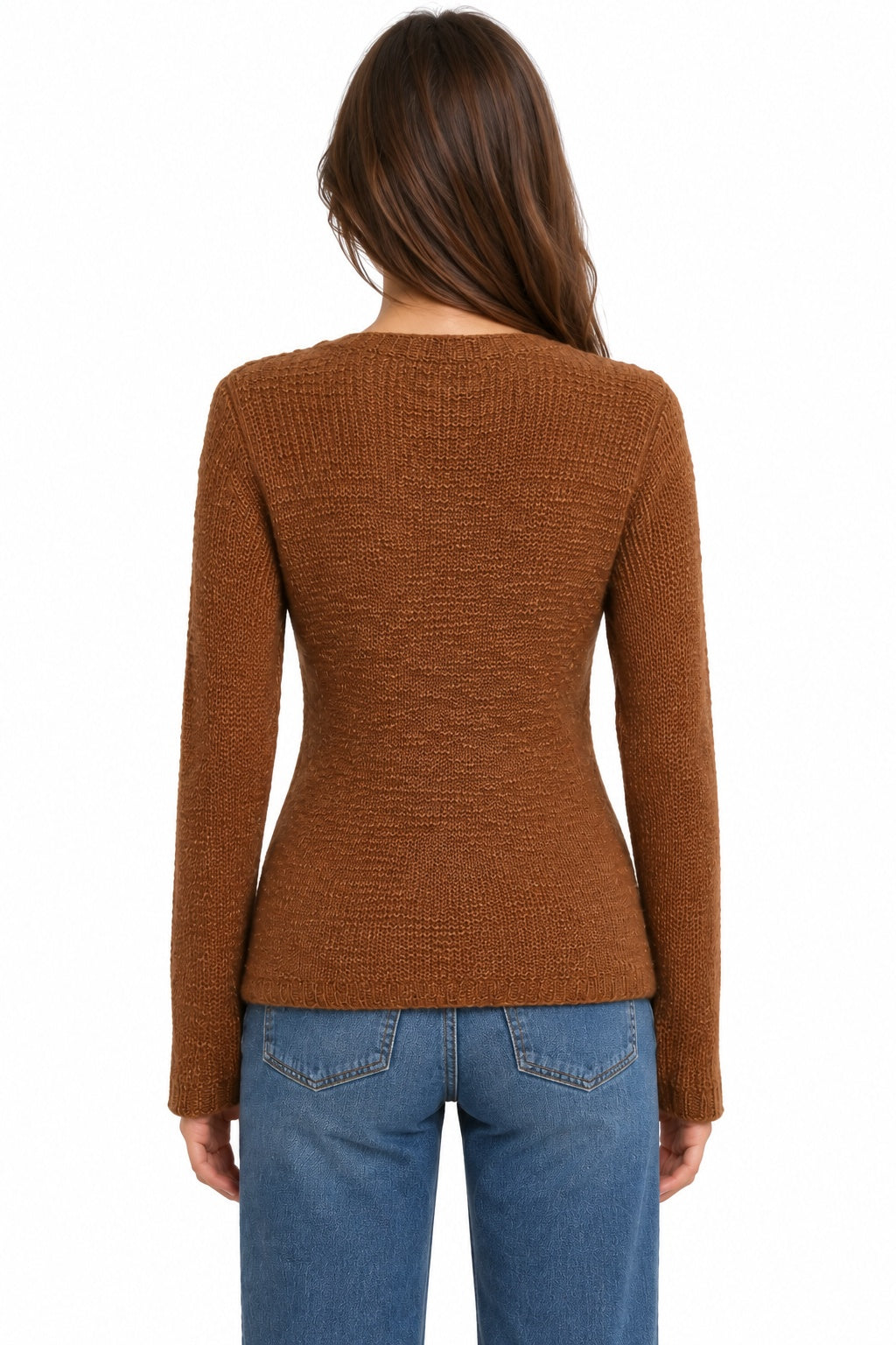 Textured V-Neck Long Sleeve Sweater