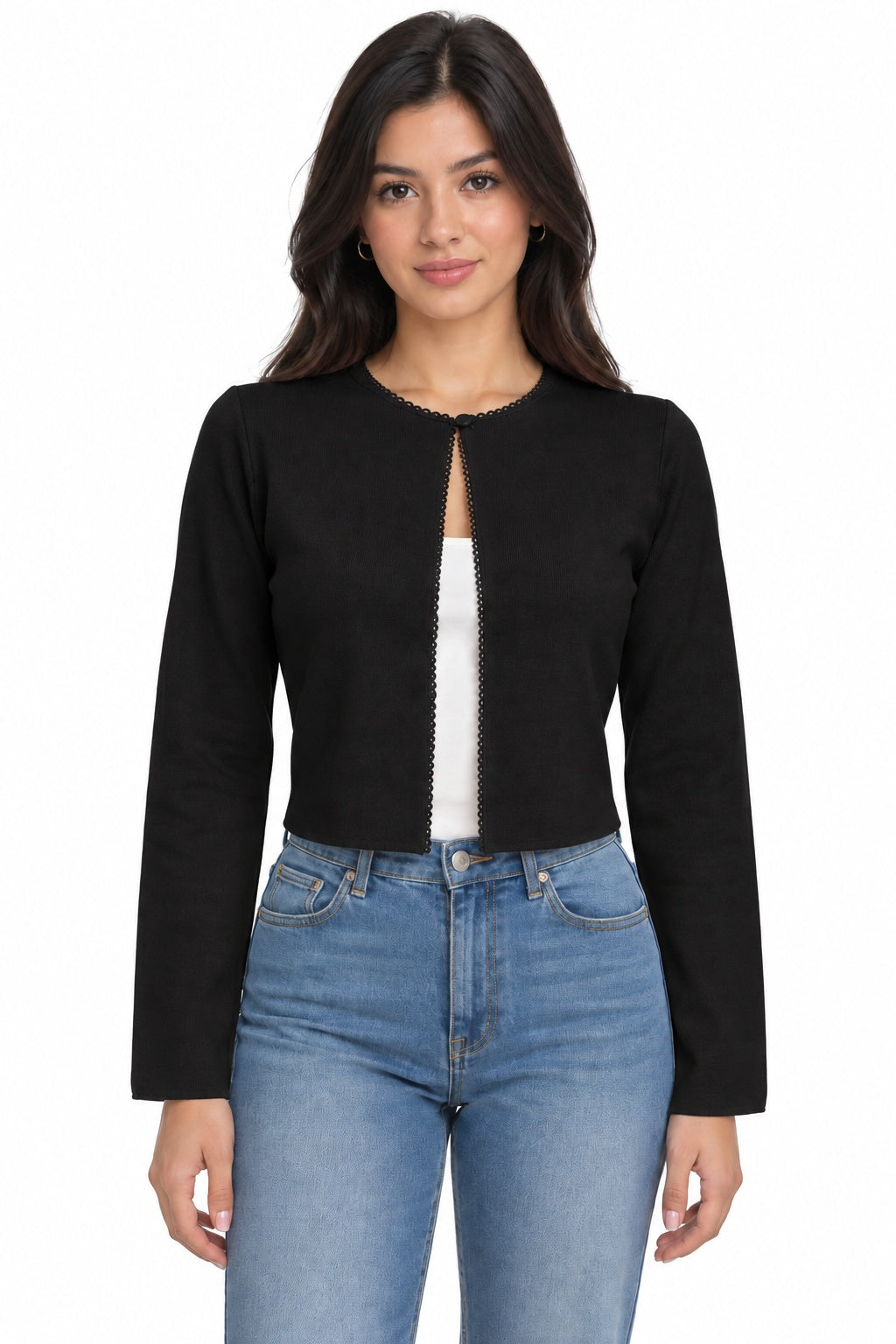 Open-Front Cropped Cardigan