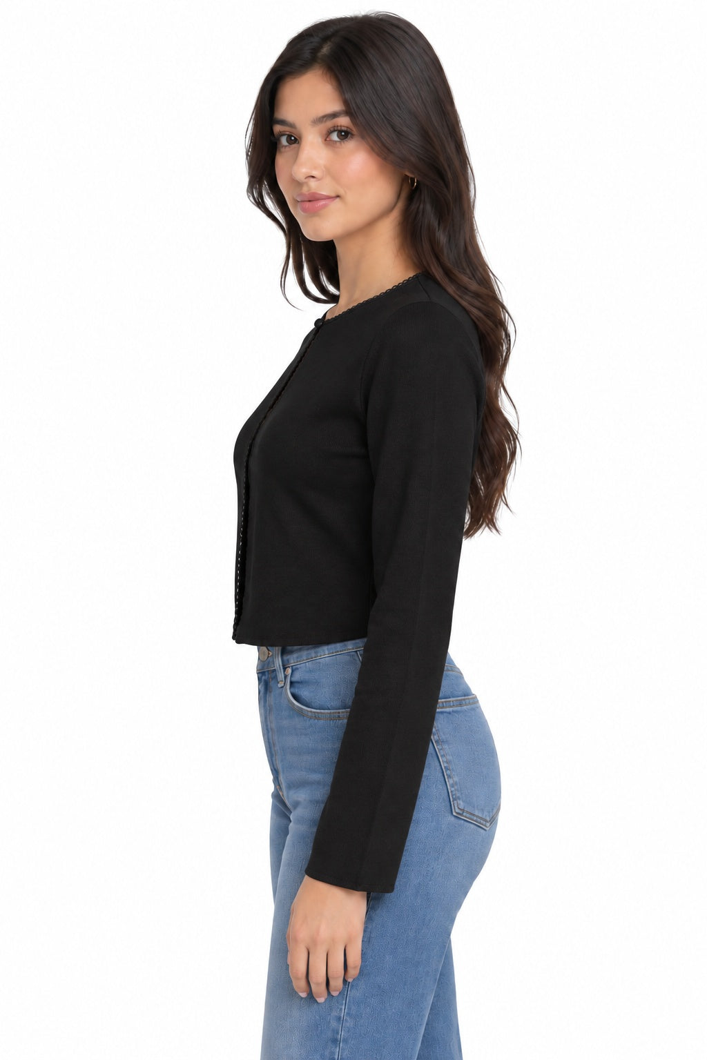 Open-Front Cropped Cardigan