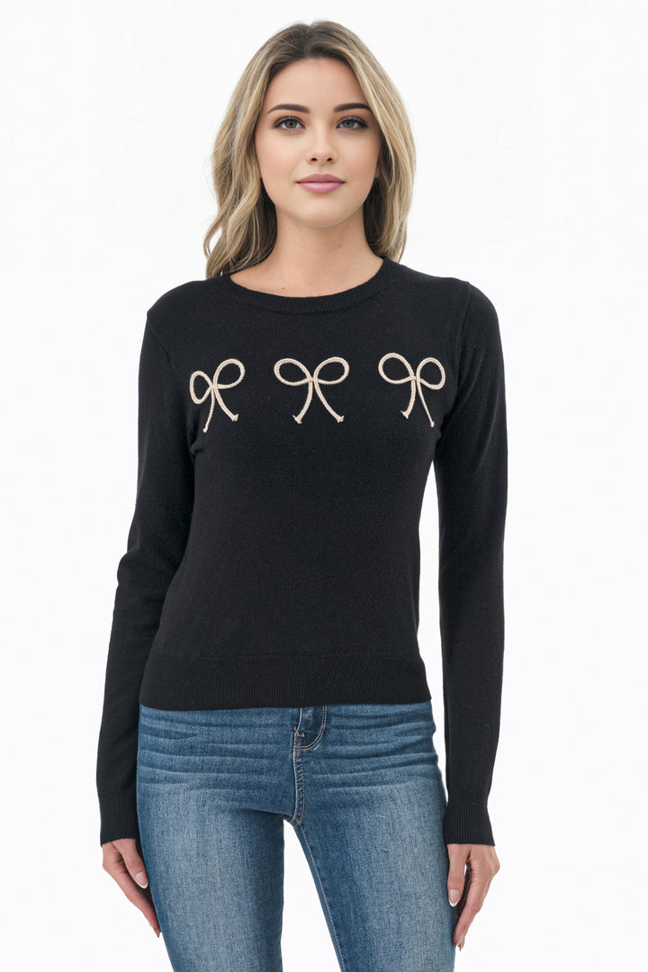 Bow Detail Long Sleeve Sweater Top