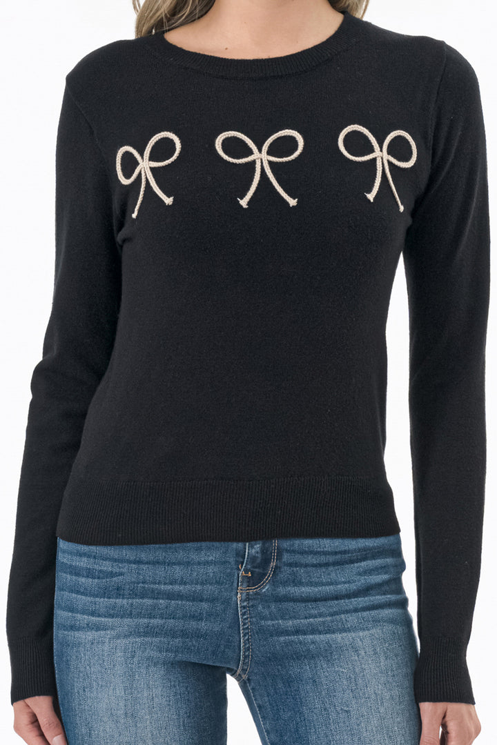 Bow Detail Long Sleeve Sweater Top