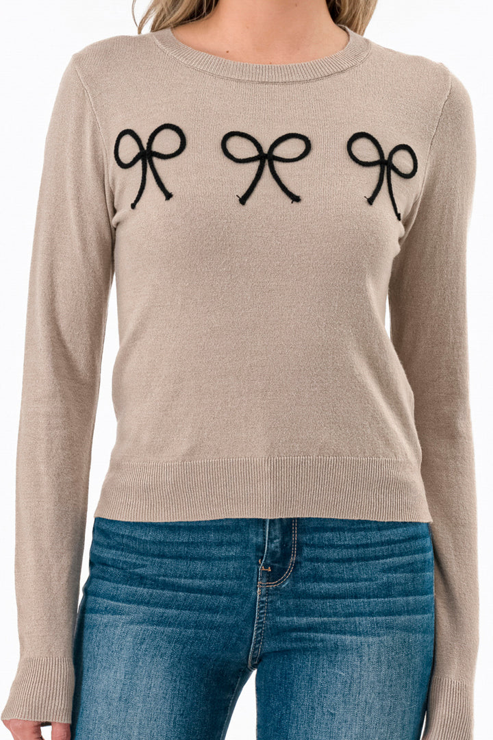 Bow Detail Long Sleeve Sweater Top